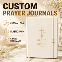 Carnet de Prières LABON Personnalisé en Lin Ivoire avec Croix Dorée et Charme, Journal des Saintes Écritures, Cadeau Religieux Chrétien