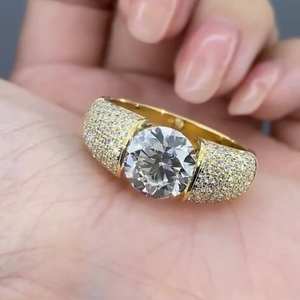 3.00 carat coupe ronde Moissanite diamant pavé ensemble fiançailles mariage hommes bague cadeau pour argent sterling 925 - Product Image 1