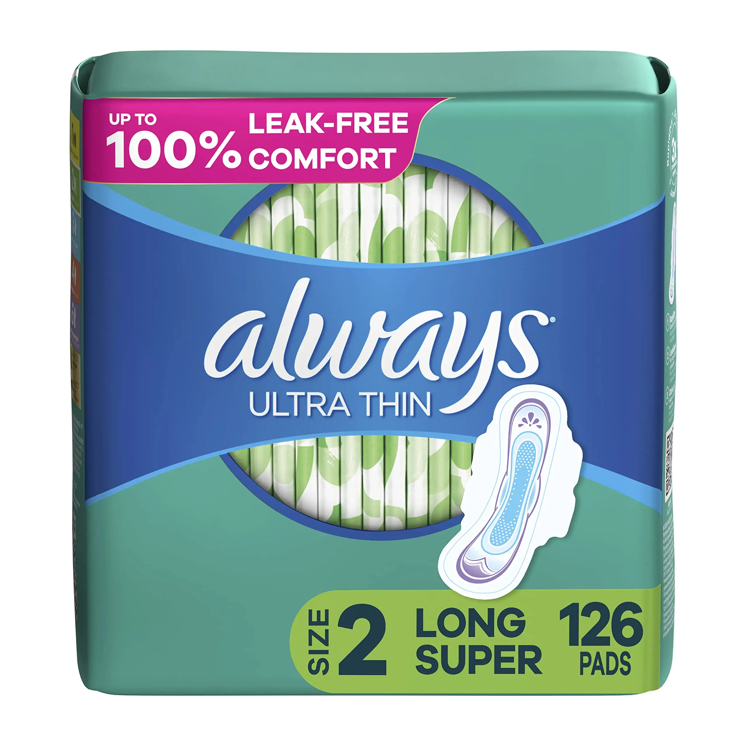 Always Ultra Thin Daytime Pads with Wings, Size 1, Regular, Unscented, 46 Ct Always Ultra Thin Overnight Pads with Wings, Size 4