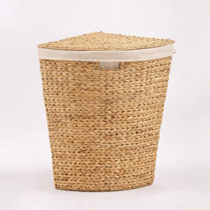 Woven basket hamper home organizer essentials water hyacinth <b>bin</b> baskets crafted storage <b>bins</b> - Product Image 6