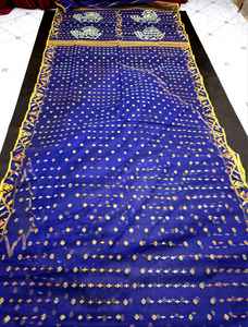 Exclusivo BLUE Dhakai Jamdani Sharee de alta calidad para mujeres JAMDANI FABRIC RED GREEN Golden Sky Blue de Bangladesh - Product Image 6
