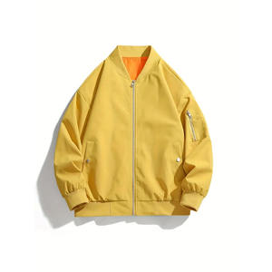 Blouson aviateur à col montant et fermeture éclair à manches longues de couleur unie pour hommes veste zippée décontractée pour hommes - Product Image 5