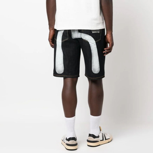 High Quality Custom <b>Knee</b> <b>Length</b> Distressed Ripped Denim Jeans <b>Shorts</b> Baggy Oversized <b>Mens</b> Vintage <b>shorts</b> back side printing - Product Image 3