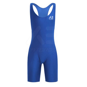 KATBROS Wrestling Singlet Blue Unisex Fitted Moisture Wicking 100% Cotton Adult All Seasons Vest Eco-Friendly Breathable - Product Image 1