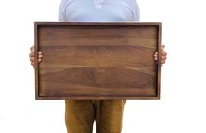 Vaisselle décorative rectangulaire en bois massif véritable naturel, plateau de service à fruits, plateau de service à café, plateau de service à café - Product Image 5