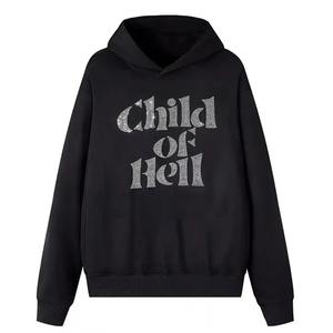 Sweat-shirts d'hiver surdimensionnés à fermeture éclair, personnalisés avec logo, double couche de coton épais, imprimés, lourds, avec strass personnalisés - Product Image 5