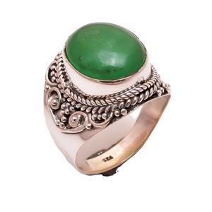 Venta al por mayor de anillos de plata de ley 925 de jade verde hechos a mano clásico indio boda compromiso fiesta joyería fabricante exportadores - Product Image 1