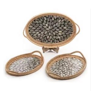 Ensemble de plateaux de service en nacre de luxe pour aliments et fruits nouvellement plateau de décoration de noël dernier décor de service vente chaude - Product Image 1