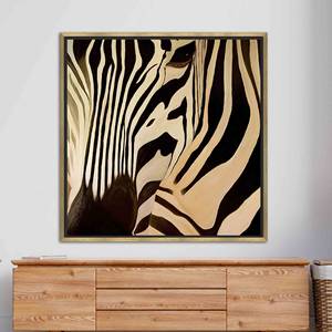 Toile à imprimé zèbre abstrait - Art animalier moderne pour la décoration intérieure, TOILE ENCADRÉE DORÉE - Product Image 1