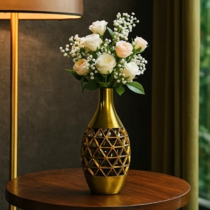 Assured Quality Handcrafted Aluminum Finish Handmade Lightweight Rust Resistant Flower <b>Vase</b> for Modern Classic Interiors - Product Image 3