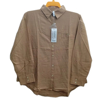 Kemeja Pria Lengan Panjang 100% Katun Satin Kerah Turun Kancing Tunggal Kasual Formal Polos Bernapas