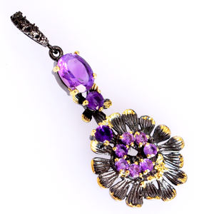 Natural Purple <b>Amethyst</b> Gemstone <b>Pendant</b> 925 Sterling Silver Fine Jewelry From Jaipur India - Product Image 4