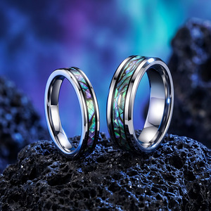 Jeulia <b>Abalone</b> <b>Shell</b> Inlay Tungsten Wedding Couple Rings Set - Product Image 3