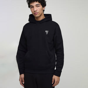 <b>Men</b> <b>Black</b> Pullover <b>Hoodie</b> <b>Plain</b> Fleece Sweatshirt with Kangaroo Pocket Casual Streetwear Warm Winter Top for Wholesale - Product Image 1