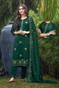 Último pesado Chinnon con Secuencia bordado trabajo Kurti con pesado Chinon pantalón con Modal Chanderi bordado trabajo Dupatta - Product Image 3