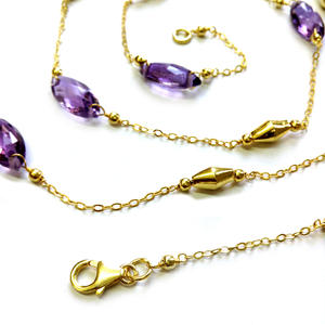 Vêtements de tous les jours en argent sterling 925 plaqué or améthyste pierre précieuse à la mode dames longue chaîne collier - Product Image 3