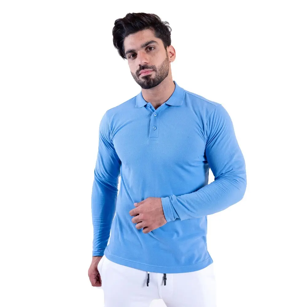 T-shirts polo coupe ajustée à manches longues vierges de qualité supérieure pour hommes à vendre avec logo personnalisé disponible dans toutes les tailles