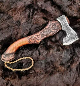 Handmade Industrial Grade Viking Axe Forged with Ash Wood Handle <b>Leather</b> Sheath High Carbon Steel Tomahawks for Outdoor Survival - Product Image 2