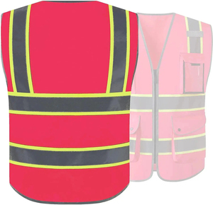 Vêtements de travail de sécurité, gilet zippé haute visibilité en polyester, multi-poches, veste de sécurité pour ouvriers - Product Image 4