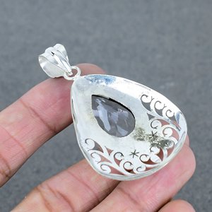 Nueva llegada, rosa de amatista facetada piedra preciosa, 925, Latón chapado en plata maciza, colgante hecho a mano para mujer, joyería para venta al por mayor - Product Image 3