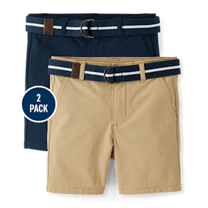 Gymboree Paquete de 2 pantalones cortos chinos de tiro medio clásicos de poliéster 100% de secado rápido para niños Uniformes escolares multicolores - Product Image 4