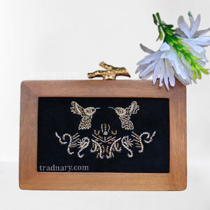 Dernière pochette en bois antique sac à main dame Style imprimé soirée sac cosmétique liège matériel dessin animé motif Design traditionnel - Product Image 1