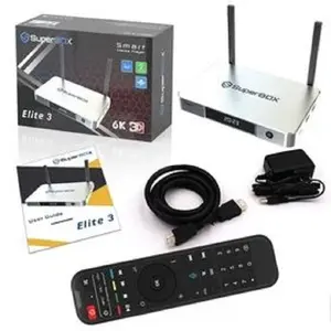 סופרבוקס החדשה אליט 3 אנדרואיד TV Box 2023, שלט שליטה קולית, 6K עם 4Gb RAM ו-64GB נגן מדיה