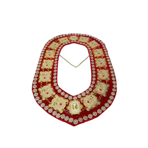 Custom Made Rhinestone Masonic Shrine Chain Collar on <b>Red</b> <b>Velvet</b> Masonic Collar Chain - Product Image 2