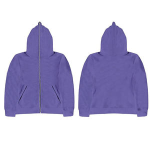 Oem Custom Logo Wholesale Men <b>Plain</b> Oversized Blank Full Face Zip up Hoodie and Flare Pants 400gsm 100% Cotton <b>Tracksuit</b> Set - Product Image 3