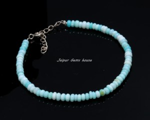 Meilleure vente naturel belle bleu péruvien opale Bracelet 6mm bleu couleur Bracelet été bijoux en argent Sterling perlé bijoux - Product Image 3