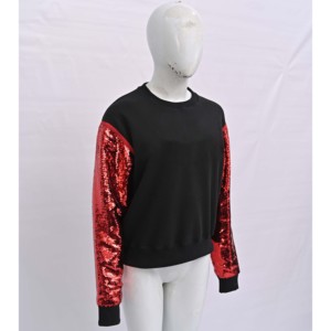 Nueva llegada cuello redondo lentejuelas manga larga transpirable venta al por mayor precio de fábrica día de juego para Mardi Gras mujeres sudaderas - Product Image 5