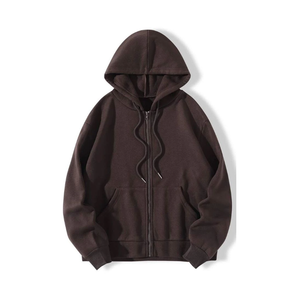 เสื้อฮู้ดผ้าคอตตอน100% สำหรับผู้ชายโอเวอร์ไซส์ผ้าซิปแบบว่างเปล่าออกแบบโลโก้ได้ตามที่ต้องการ - Product Image 2