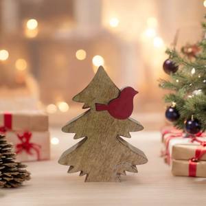 Décor de table d'arbre de Noël en bois rustique charmant accent de vacances festif charme en bois naturel - Product Image 3