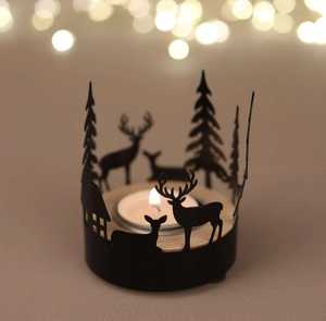 Portavelas hecho a mano de metal Deer Forest Tea Light para decoración del hogar Navidad y regalos 10x10x10 cm - Product Image 4