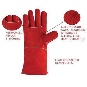 Gants de soudage résistants à la lumière et respirants en cuir Service OEM Gants de soudage réversibles élégants - Product Image 3