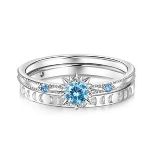 ชุดแหวนแฟชั่นเงินสเตอร์ลิงลายดวงอาทิตย์และดวงจันทร์เจลิยา - Product Image 1
