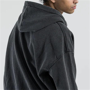High Quality Vintage aid Wash zipper Hoodie Custom 100% Cotton Heavy Weight Zip up Men Solid color Hoodie - Product Image 5