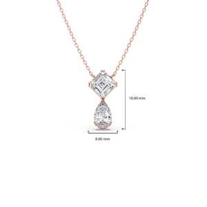 Collar con Colgante de Diamante de Laboratorio en Forma de Pera de Lujo en Oro Rosa de 1.75 Ct para Mujer, Collar de Oro Sólido, Corte Princesa y Pera, Proveedor - Product Image 2