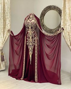 Robe Caftan bordeaux TRENDY--BEAUTIFUL avec perles de verre cristal ornées, pierre, broderie DABKA Zari pour fêtes/mariages = 2024 - Product Image 1