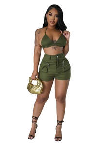 Pantalones cortos Cargo de algodón para mujer, venta al por mayor profesional, con bolsillos con cremallera personalizados, diseño transpirable y Sexy - Product Image 5