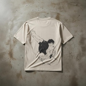 เสื้อยืดผู้ชายสไตล์ฮิปฮอปทรงโอเวอร์ไซส์ ผ้าคอตตอนพิมพ์ลาย ย้อมสีแบบแอซิดวอช คุณภาพพรีเมียมใหม่ - Product Image 3