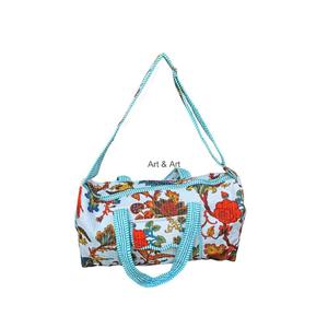 Handmade Luxury Cotton Duffle <b>Bag</b> Quilted Weekender Sport Travel Gym <b>Bag</b> Multiple Pockets Adjustable Straps <b>Zip</b> Closures Casual - Product Image 3