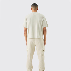 Top Quality 100% Cotton Blank <b>Men's</b> T <b>Shirts</b> Custom Logo Oversized Cropped T <b>Shirts</b> <b>Men</b> Drop Shoulder Cropped Sleeve T <b>Shirts</b> - Product Image 2