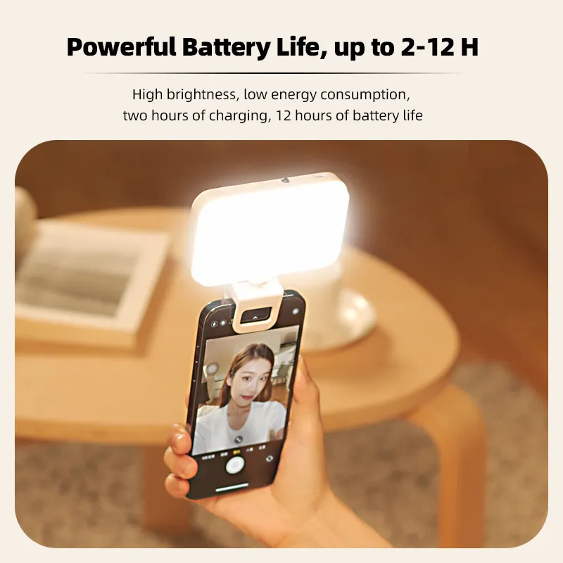 Rechargeable Smartphone Cute Phone Clip Led Fill Light Portable Live Streaming Makeup Lighting Clip Light