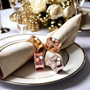Anneaux de serviette en aluminium de luxe écologiques 4,5 cm ronds Décoration de table pour mariages - Product Image 5