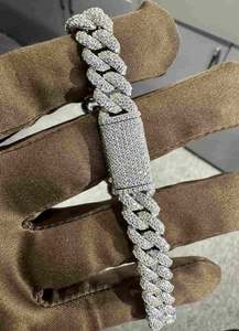 VVS Moissanite 925 Pulsera de plata esterlina 10MM 8 Pulseras y brazaletes de diamantes chapados en oro blanco - Product Image 3