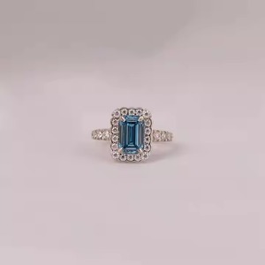 Igi แหวนหมั้นเพชรเม็ดเดี่ยวสีทองแบบ14KT ได้รับการรับรองจากร้าน IGI เพชรสีฟ้ามรกตเจียระไนเพชรขนาดเล็ก - Product Image 1