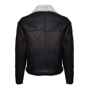Chaqueta Bomber de Cuero con Diseño de Logotipo Personalizado, Resistente al Viento, con Cierre Frontal, Cintura Ajustable con Ribetes, Cuello Alto, Estilo Motociclista y Biker Unisex para Invierno - Product Image 3