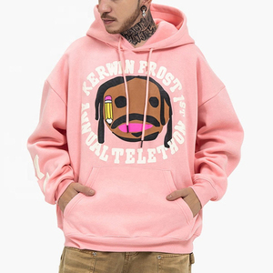 Sudadera con Capucha de Diseño para Hombre, 100% Algodón, Estilo Casual, Hombros Caídos, Estampado Puff, Otoño Invierno, Tallas Grandes, Forro Polar - Product Image 3