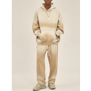 100% de alta calidad cómodo y casual entrenamiento y Jogging Wear hombres chándal personalizado 100% algodón unisex lavado ácido conjunto con capucha - Product Image 4